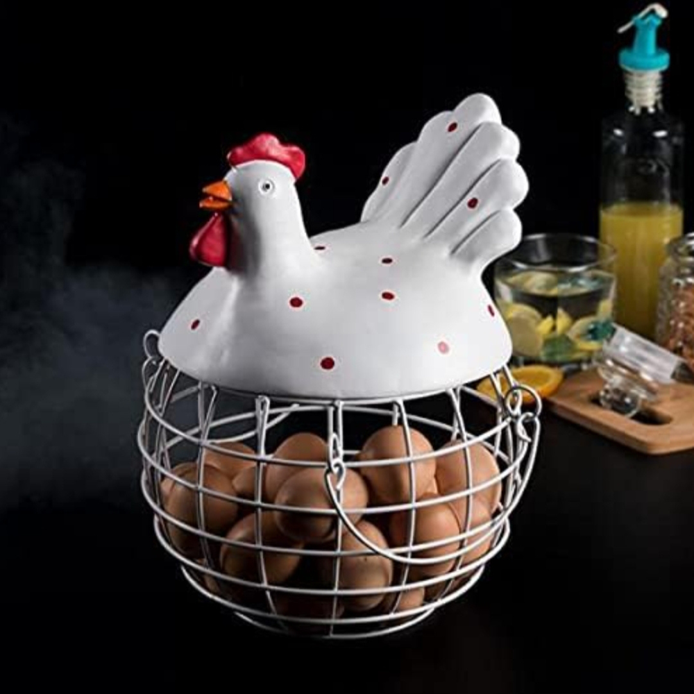 Decorative Chicken Egg Storage Basket with Lid