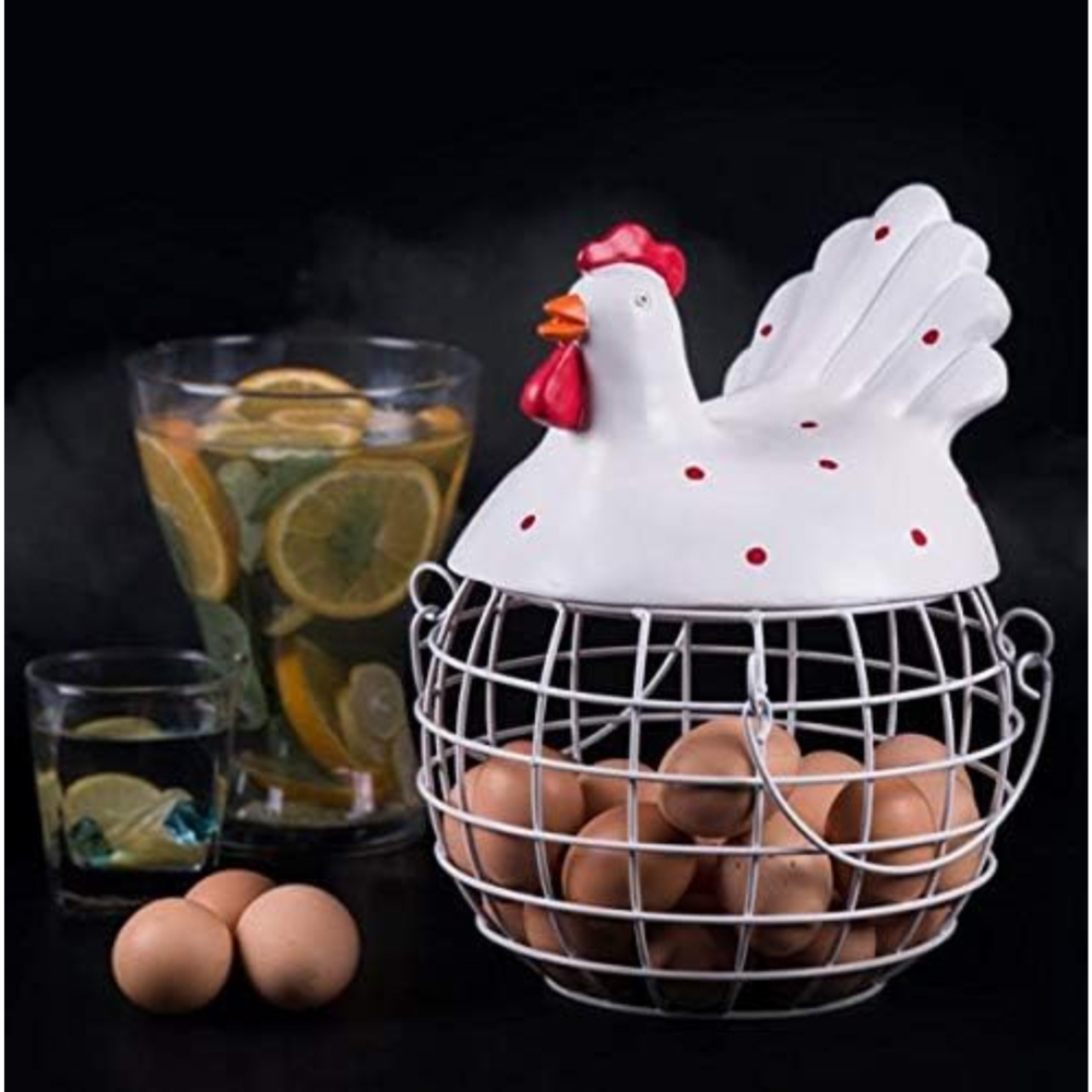 Decorative Chicken Egg Storage Basket with Lid